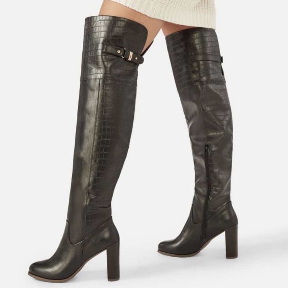 Over knee thigh high crocodile boots